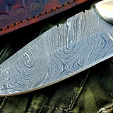 Custom Handmade Twist Damascus Steel Hunting Skinning Knife