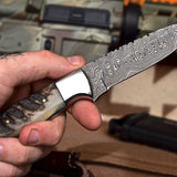 Damascus steel skinning knife