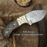 Custom Handmade Skinner Blade with Engraved Rosewood Handle