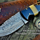 Custom Handmade Raindrop Damascus Steel Skinning Knife