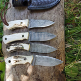 Custom Handmade Small Hunting Knife with Damascus Steel
