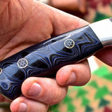 Custom Handmade Damascus Bushcraft Hunting Skinning Skinner Micarta Knife