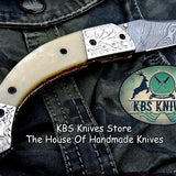 Custom Handmade Damascus Steel Folding Pocket Knife