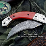Custom Handmade Damascus Steel Folding Pocket Knife