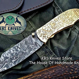 Custom Handmade Damascus Steel Folding Pocket Knife