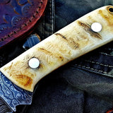 Custom Handmade Damascus Steel Hunting Skinning Knife