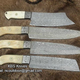 Hand Made Damascus Kitchen Knives Set
