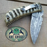 Custom Handmade Damascus Steel EDC Folding Knife With Pocket Clip