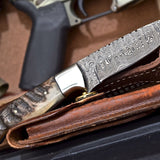 Damascus steel skinning knife
