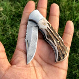 Beautiful Custom Handmade Damascus Steel EDC back Lock Pocket knife