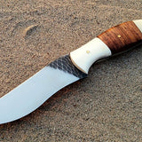Custom Handmade Hunting Knife with Stone Texture Blade