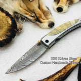 Custom Handmade Damascus Steel Blade Folding Pocket Knife