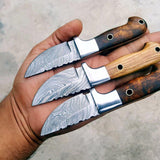 Custom Handmade Deer Skinning Knife with Damascus Steel Blade