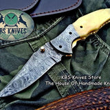 Custom Handmade Damascus Steel Folding Pocket Knife