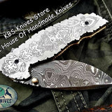 Custom Handmade Damascus Steel Folding Pocket Knife