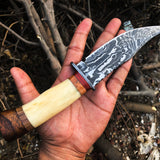 New Custom Handmade Damascus Steel Hunting Skinning Knife