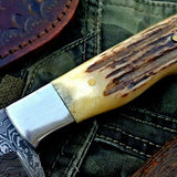 Custom Handmade Twist Damascus Steel EDC Skinning Knife