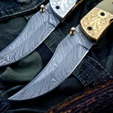 Custom Handmade Damascus Steel Folding Pocket Knives ( Deal )