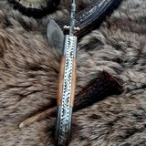 Everyday Carry Damascus Steel Folding Pocket Knife with Olivewood Handle – The Woodland Edge
