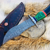Custom Handmade Hunting Knife with Damascus Steel Blade