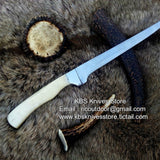 D2 Steel Handmade Fillet Boning Knife with Rose Bone and Steel Bolster Handle - KBS Knives Store