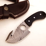 Handmade Damascus Guthook Skinning Knife
