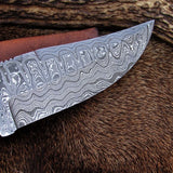 Custom Handmade 8-Inch Damascus Deer Hunting Knife with Buffalo Horn Handle | KBS Knives Store