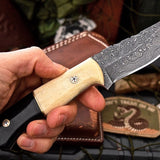 damascus steel handmade skinning knife