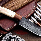 Handcrafted Custom Hunting Knife with Damascus Steel Blade