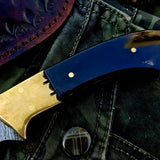 Custom Handmade Twist Damascus Steel Narrow Blade Hunting Knife