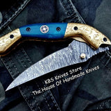 Custom Handmade Damascus Steel Folding Pocket Knife