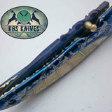 New Custom Handmade Patina-Color Damascus EDC Folding Knife