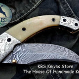Custom Handmade Damascus Steel Folding Pocket Knife