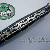 New Custom Handmade Patina-Color Damascus EDC Folding Knife