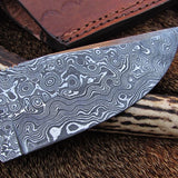 8.5-Inch Damascus Steel Drop Point Skinning Knife with Native Wood Handle
