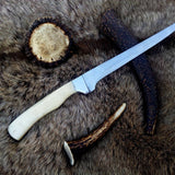 D2 Steel Handmade Fillet Boning Knife With Engraved Bone and Steel Bolster Handle - 12 inches by KBS Knives Store