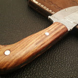 Custom Handmade Damascus Skinning Knife with Olive Wood Handle
