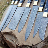 Full Tang Custom Handmade Damascus Steel Kitchen Knives Set