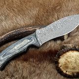 The Tactical Hunter: Custom Handmade Damascus Steel Tactical Hunting Knife | Exotic Wood Handle | 9 Inches | KBS Knives