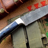 Custom Handmade Damascus Bushcraft Hunting Skinning Skinner Micarta Knife