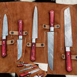 Full Tang Custom Handmade Damascus Steel Kitchen Knives Set