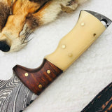 Full Tang Custom Handmade Damascus Steel Gut Hook Skinning EDC Knife