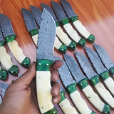 Custom Handmade Raindrop Damascus Steel Hunting Skinning Camping Knives