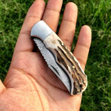 Beautiful Custom Handmade Damascus Steel EDC back Lock Pocket knife