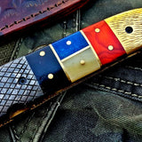 Custom Handmade Damascus Blade Folding Pocket Knife