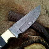 KBS Knives: Custom Handmade Fixed-Blade Hunting Knife | Raindrops Damascus Steel | 10 Inches