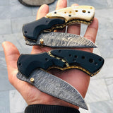 Custom Handmade Damascus Blade EDC Folding Pocket Knife With Pocket Clip