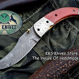 Custom Handmade Damascus Steel Folding Pocket Knife