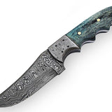 Custom Handmade Damascus Steel Colored Bone Handle Knife