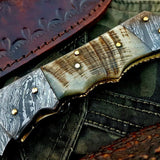 Custom Handmade Damascus Steel Folding Knife